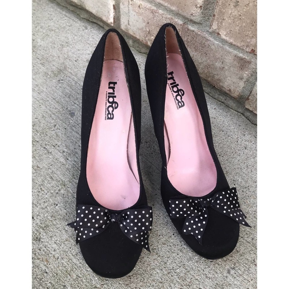 Tribeca, black satin pumps with polka dot … #005 - Picture 5 of 7